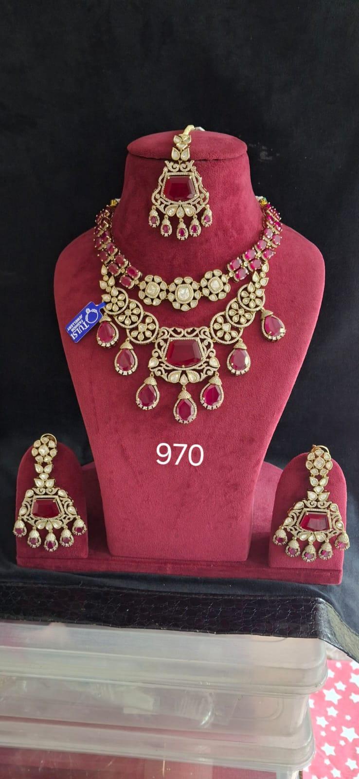 VEDA — Ruby Kundan Double Layer Set