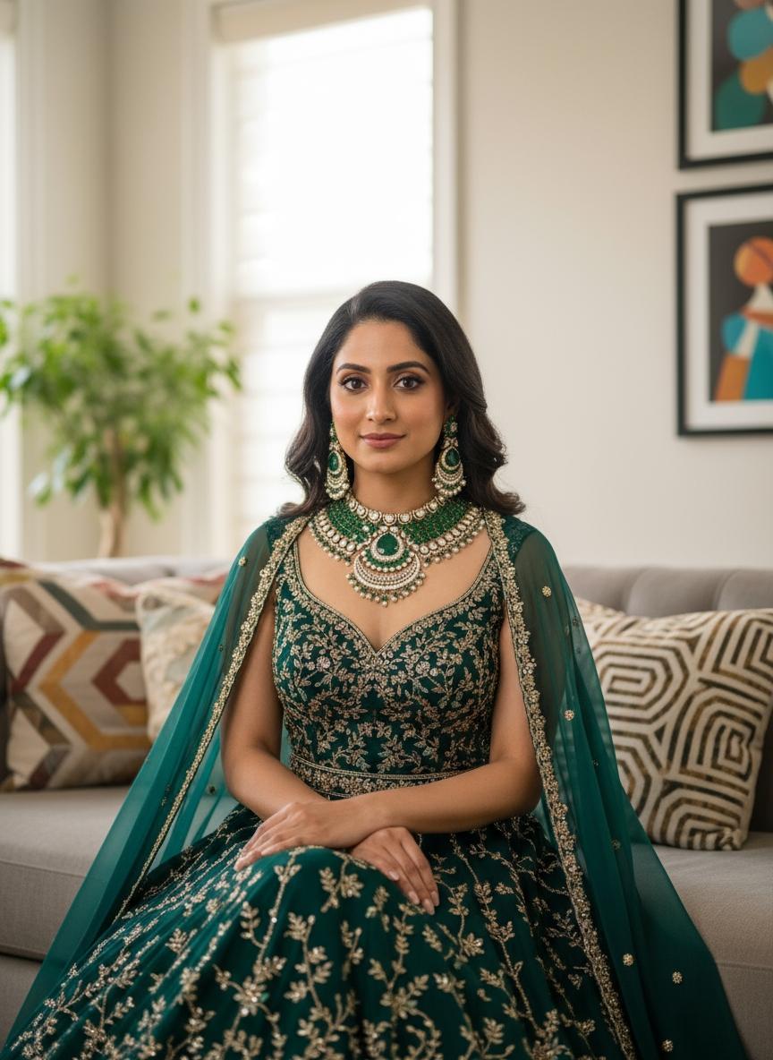 NOOR — Emerald Kundan Bridal Set