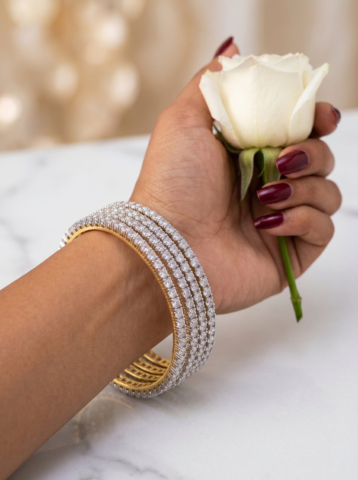 Diamond Luxe Single Line Bangles