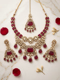 VEDA — Ruby Kundan Double Layer Set
